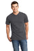 District DT6500 Mens Very Important Short Sleeve V-Neck T-Shirt Heather Charcoal Grey Model Front