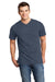 District DT6500 Mens Very Important Short Sleeve V-Neck T-Shirt Heather Navy Blue Model Front