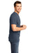 District DT6500 Mens Very Important Short Sleeve V-Neck T-Shirt Heather Navy Blue Model Side