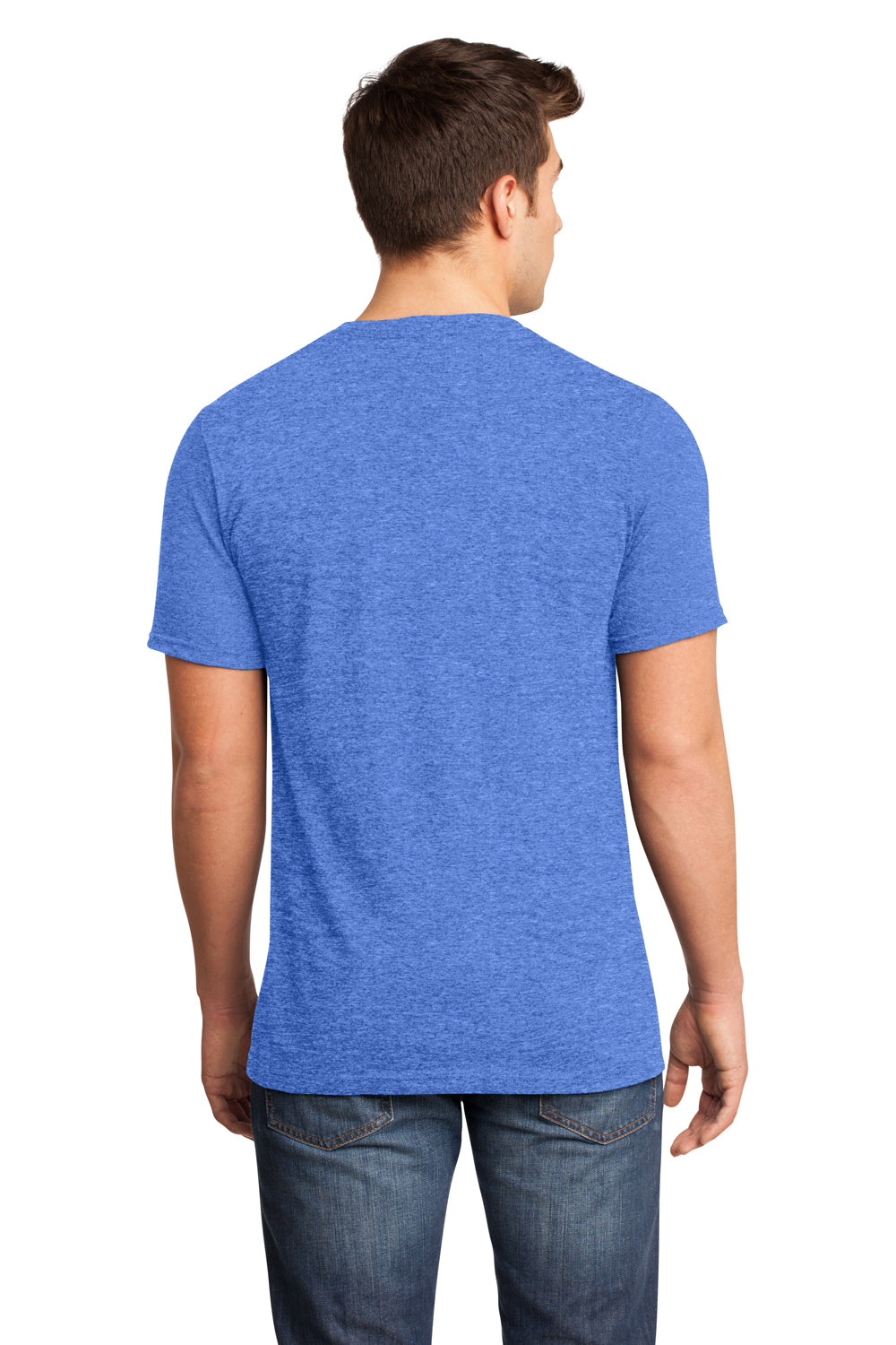 District DT6500 Mens Very Important Short Sleeve V-Neck T-Shirt Heather Royal Blue Model Back