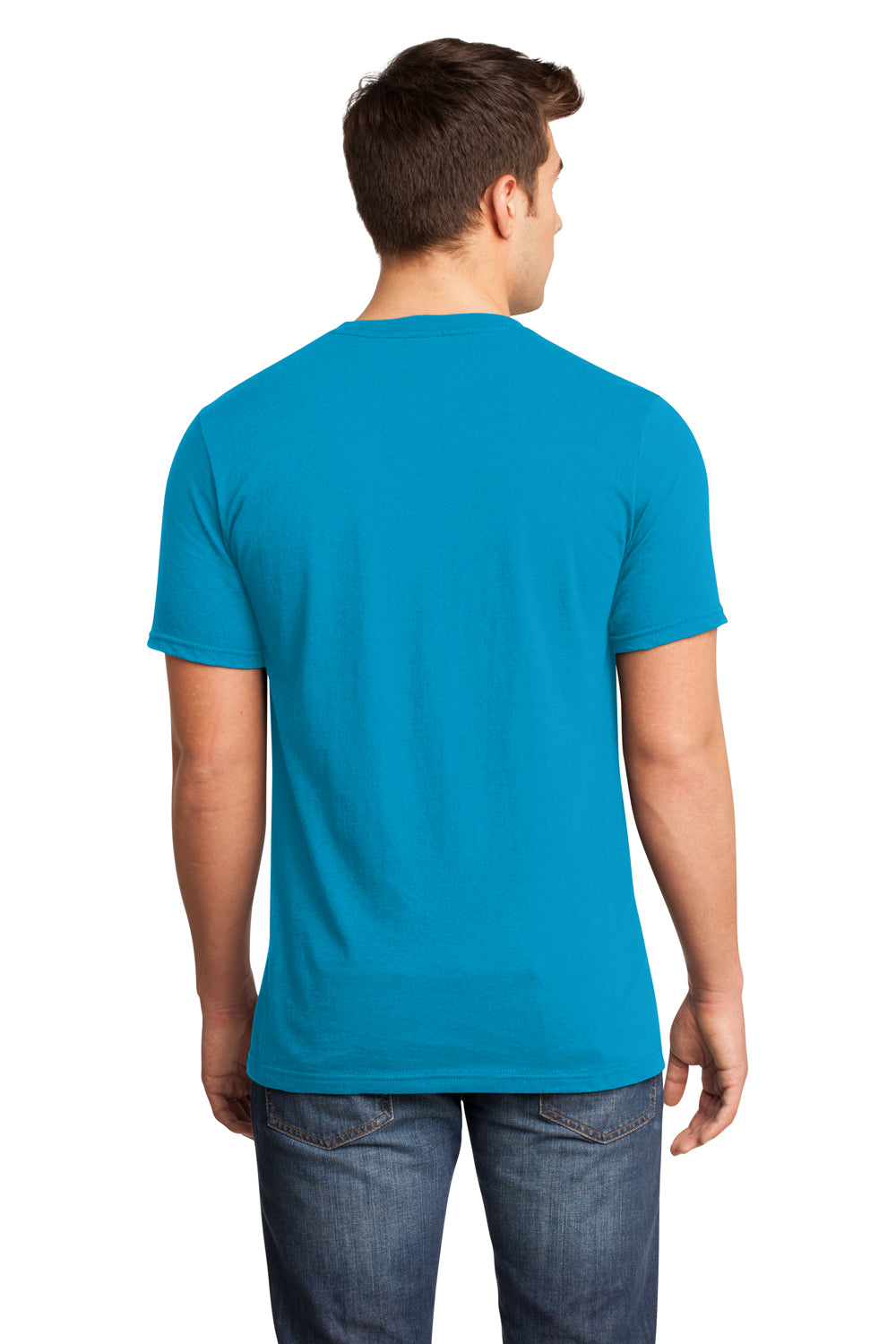 District DT6500 Mens Very Important Short Sleeve V-Neck T-Shirt Light Turquoise Blue Model Back