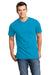 District DT6500 Mens Very Important Short Sleeve V-Neck T-Shirt Light Turquoise Blue Model Front