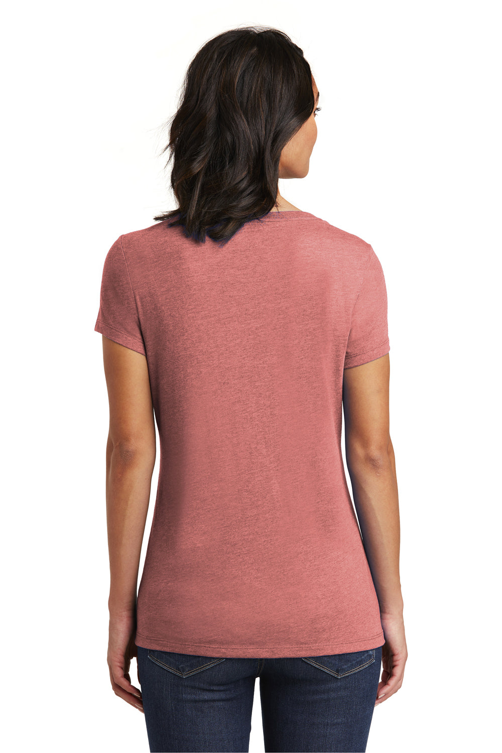 District DT6503 Womens Very Important Short Sleeve V-Neck T-Shirt Blush Frost Model Back