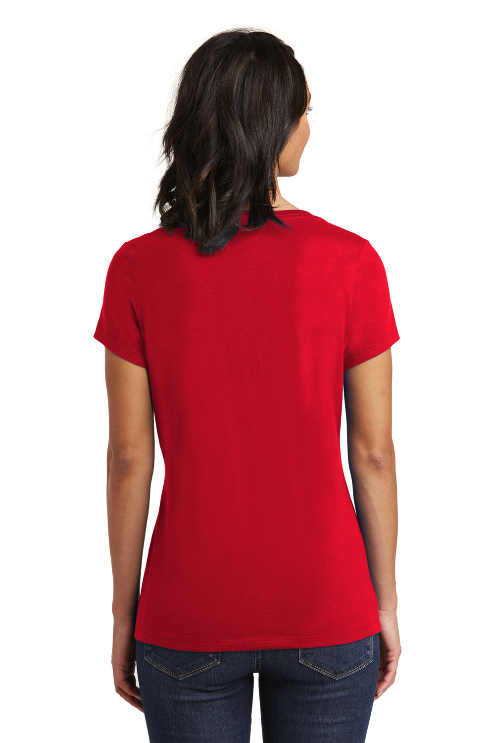 District DT6503 Womens Very Important Short Sleeve V-Neck T-Shirt Classic Red Model Back