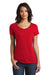 District DT6503 Womens Very Important Short Sleeve V-Neck T-Shirt Classic Red Model Front