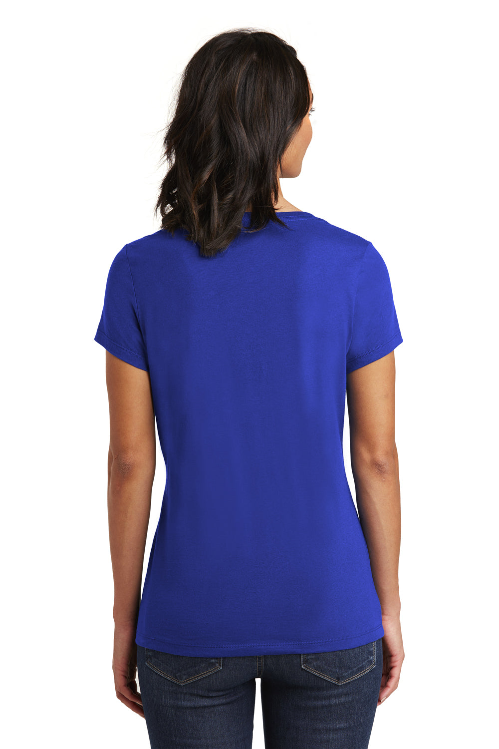 District DT6503 Womens Very Important Short Sleeve V-Neck T-Shirt Deep Royal Blue Model Back