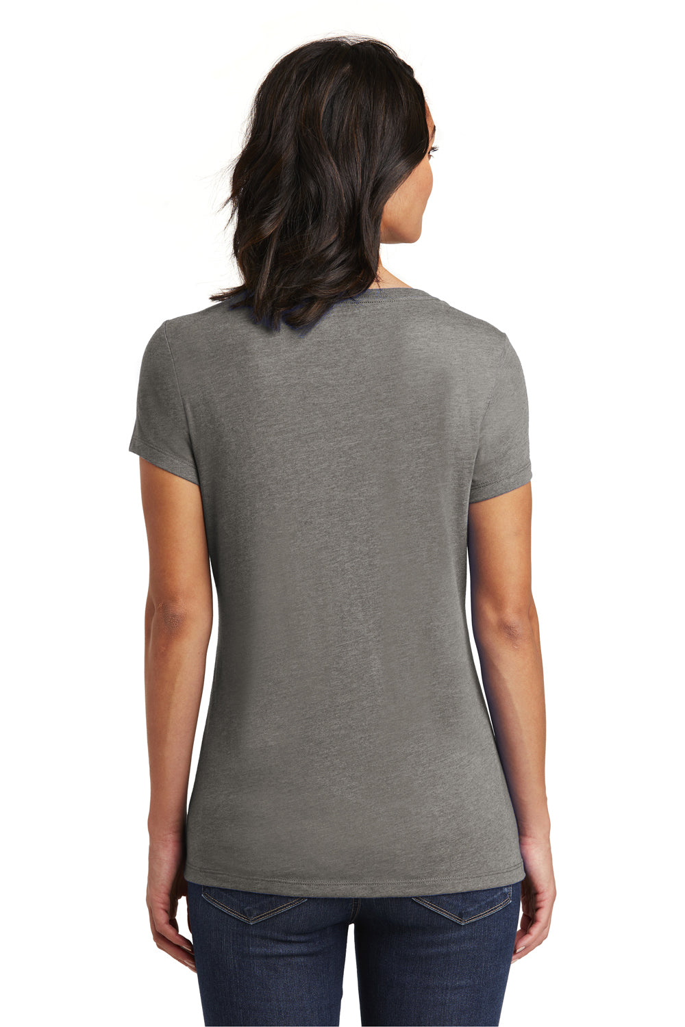 District DT6503 Womens Very Important Short Sleeve V-Neck T-Shirt Grey Frost Model Back