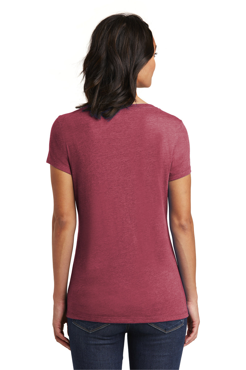 District DT6503 Womens Very Important Short Sleeve V-Neck T-Shirt Heather Cardinal Red Model Back