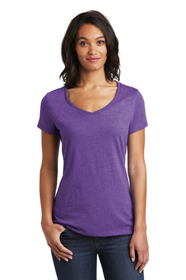 District DT6503 Womens Very Important Short Sleeve V-Neck T-Shirt Heather Purple Model Front