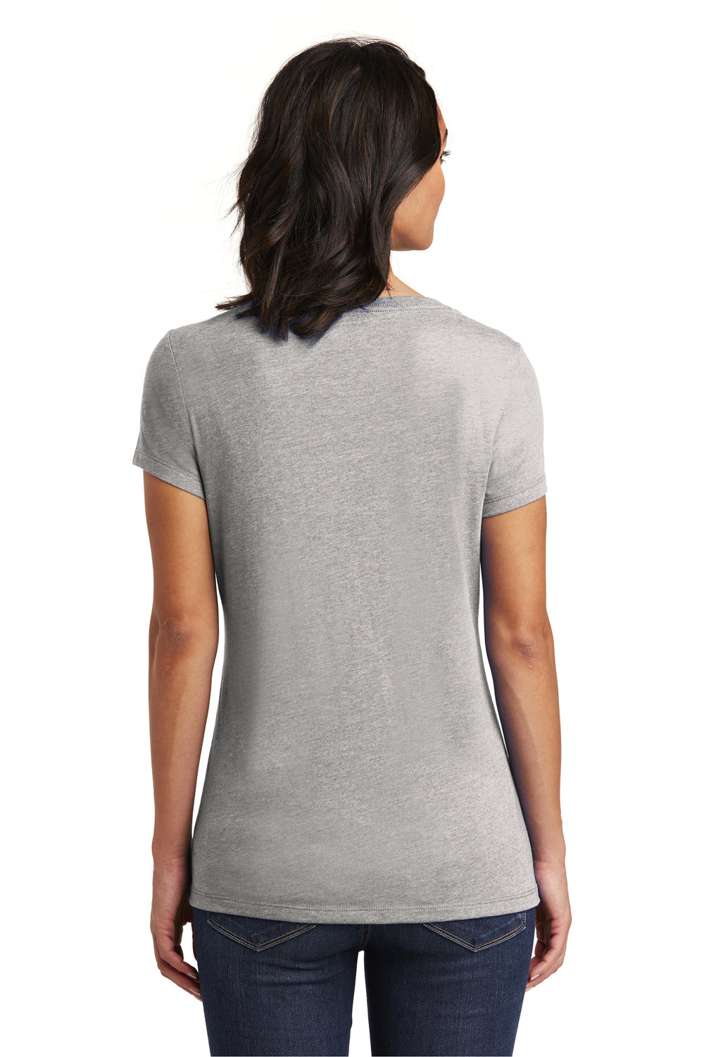 District DT6503 Womens Very Important Short Sleeve V-Neck T-Shirt Heather Light Grey Model Back