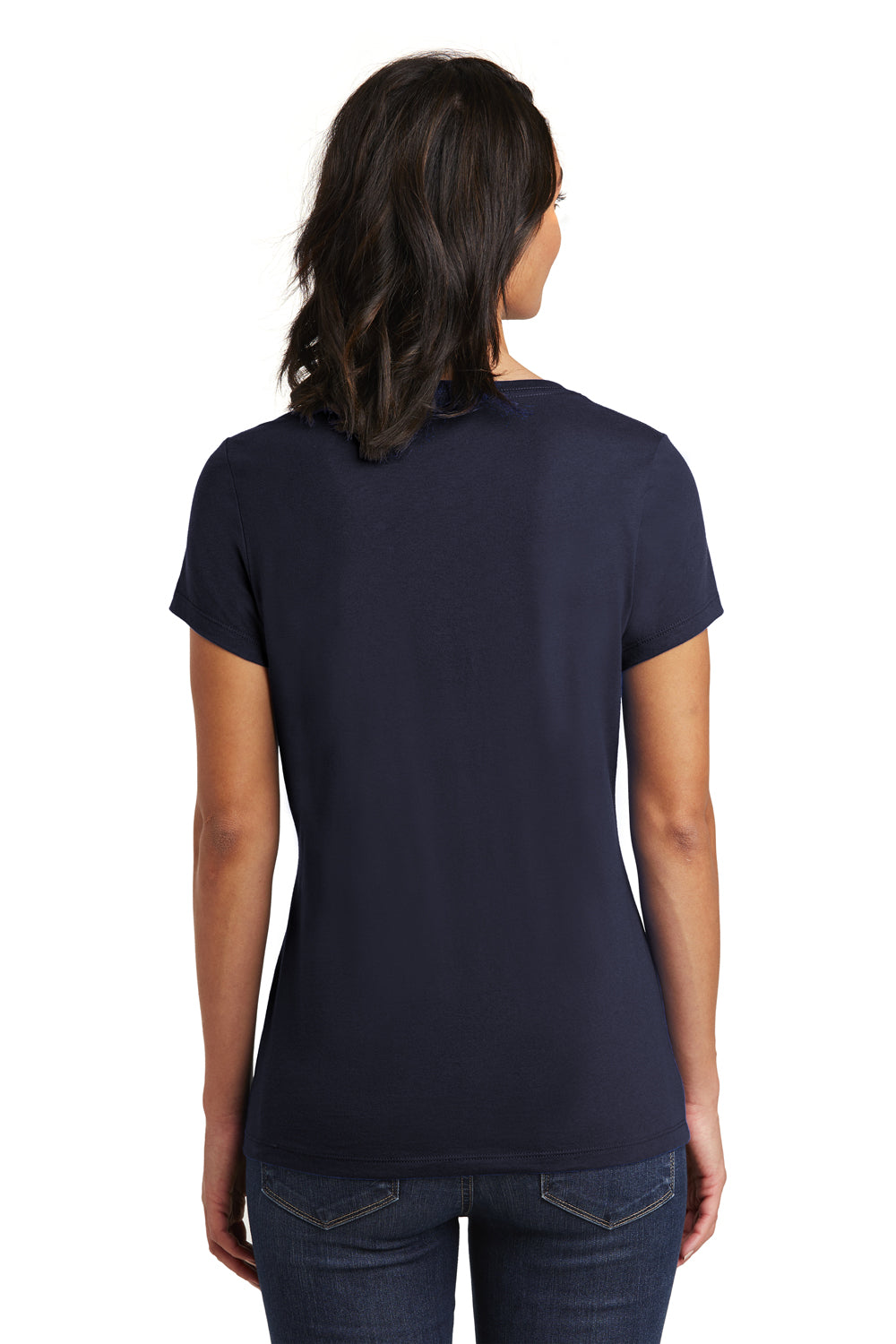 District DT6503 Womens Very Important Short Sleeve V-Neck T-Shirt New Navy Blue Model Back