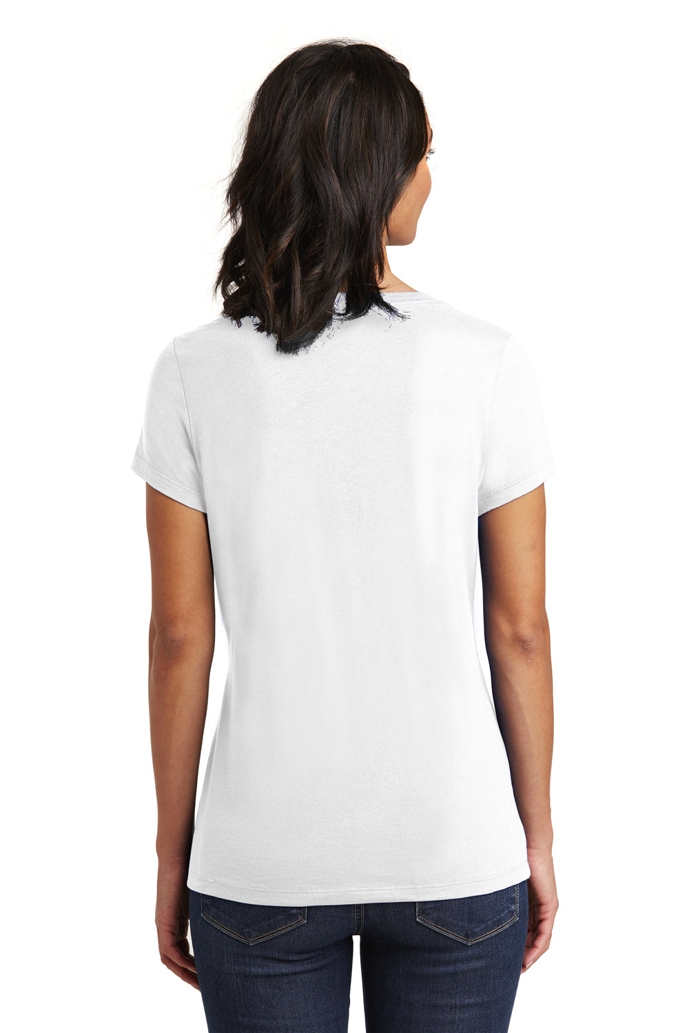 District DT6503 Womens Very Important Short Sleeve V-Neck T-Shirt White Model Back