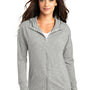 District Womens Medal Full Zip Hooded Sweatshirt Hoodie w/ Pockets - Light Grey