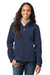 Eddie Bauer EB531 Womens Water Resistant Full Zip Jacket River Navy Blue Model Front