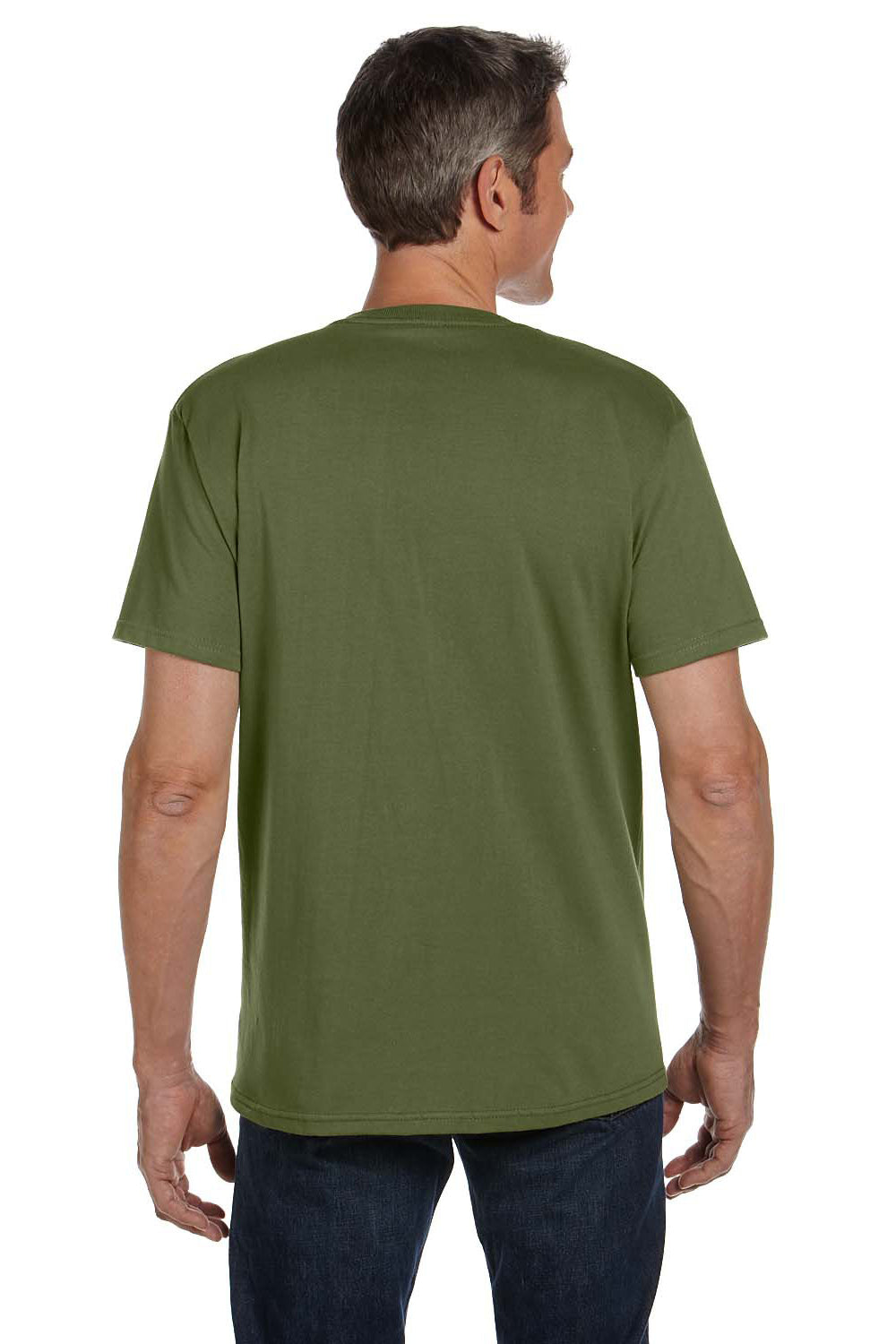 Econscious EC1000 Mens Short Sleeve Crewneck T-Shirt Olive Green Model Back