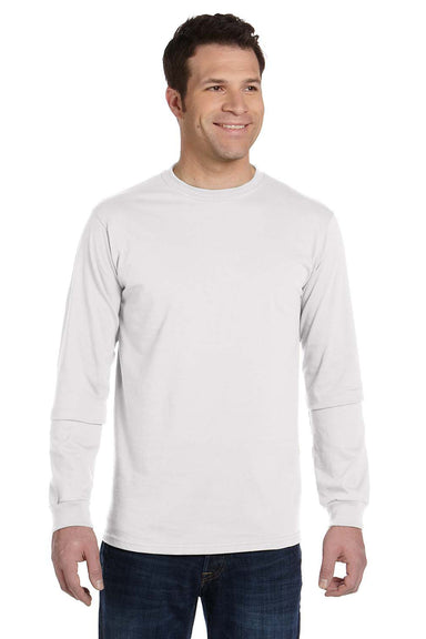 Econscious EC1500 Mens Long Sleeve Crewneck T-Shirt White Model Front