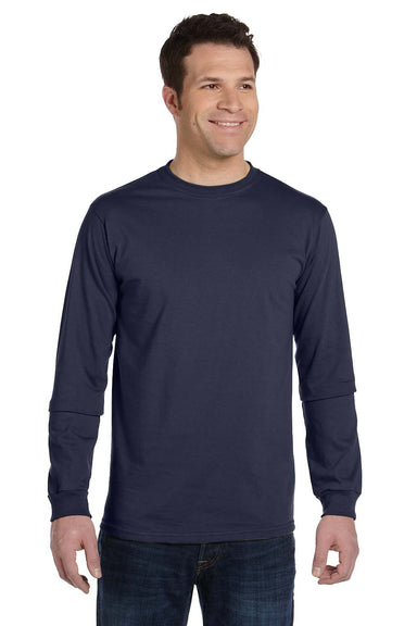 Econscious EC1500 Mens Long Sleeve Crewneck T-Shirt Pacific Blue Model Front