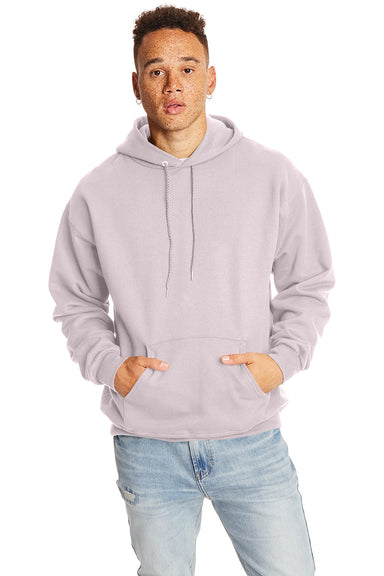 Hanes F170 Mens Ultimate Cotton PrintPro XP Pill Resistant Hooded Sweatshirt Hoodie w/ Pouch Pocket Pale Pink Model Front