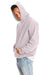 Hanes F170 Mens Ultimate Cotton PrintPro XP Pill Resistant Hooded Sweatshirt Hoodie w/ Pouch Pocket Pale Pink Model Side