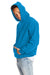 Hanes F170 Mens Ultimate Cotton PrintPro XP Pill Resistant Hooded Sweatshirt Hoodie w/ Pouch Pocket Teal Blue Model Side