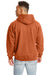 Hanes F170 Mens Ultimate Cotton PrintPro XP Pill Resistant Hooded Sweatshirt Hoodie w/ Pouch Pocket Pumpkin Orange Model Back