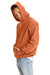 Hanes F170 Mens Ultimate Cotton PrintPro XP Pill Resistant Hooded Sweatshirt Hoodie w/ Pouch Pocket Pumpkin Orange Model Side