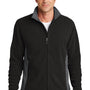 Port Authority Mens Full Zip Fleece Jacket - Black/Battleship Grey