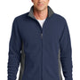 Port Authority Mens Full Zip Fleece Jacket - True Navy Blue/Battleship Grey