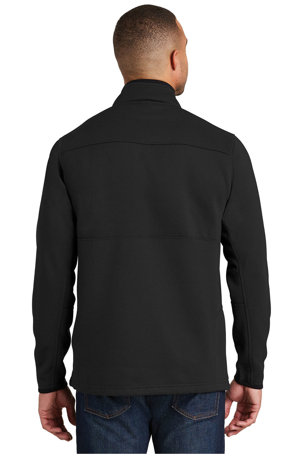 Port Authority F222 Mens Full Zip Fleece Jacket Black Model Back