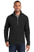 Port Authority F224 Mens Pill Resistant Microfleece 1/4 Zip Sweatshirt Black Model Front