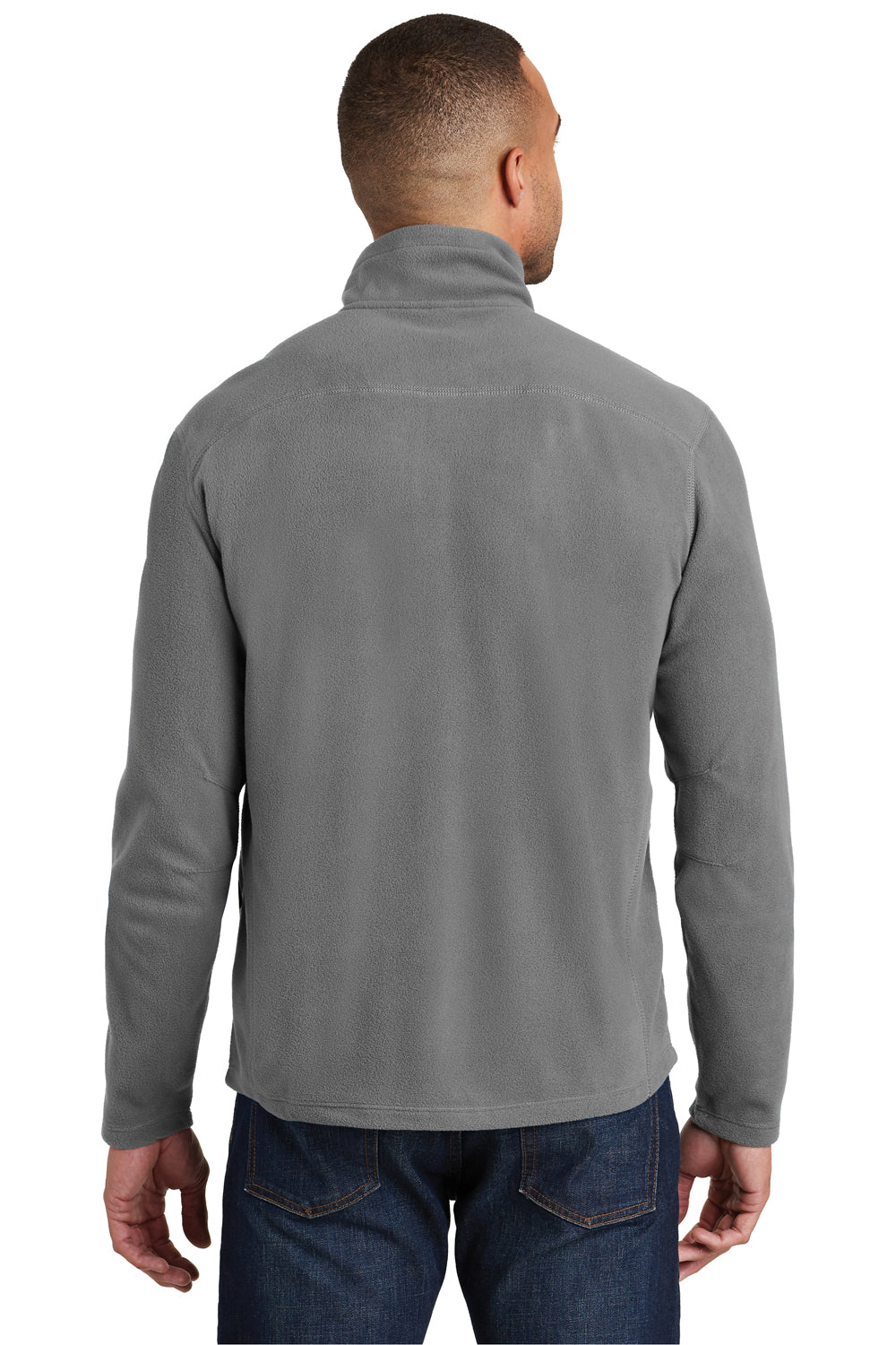 Port Authority F224 Mens Pill Resistant Microfleece 1/4 Zip Sweatshirt Pearl Grey Model Back