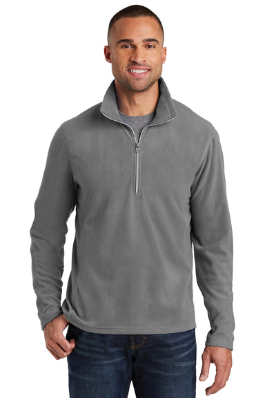 Port Authority F224 Mens Pill Resistant Microfleece 1/4 Zip Sweatshirt Pearl Grey Model Front