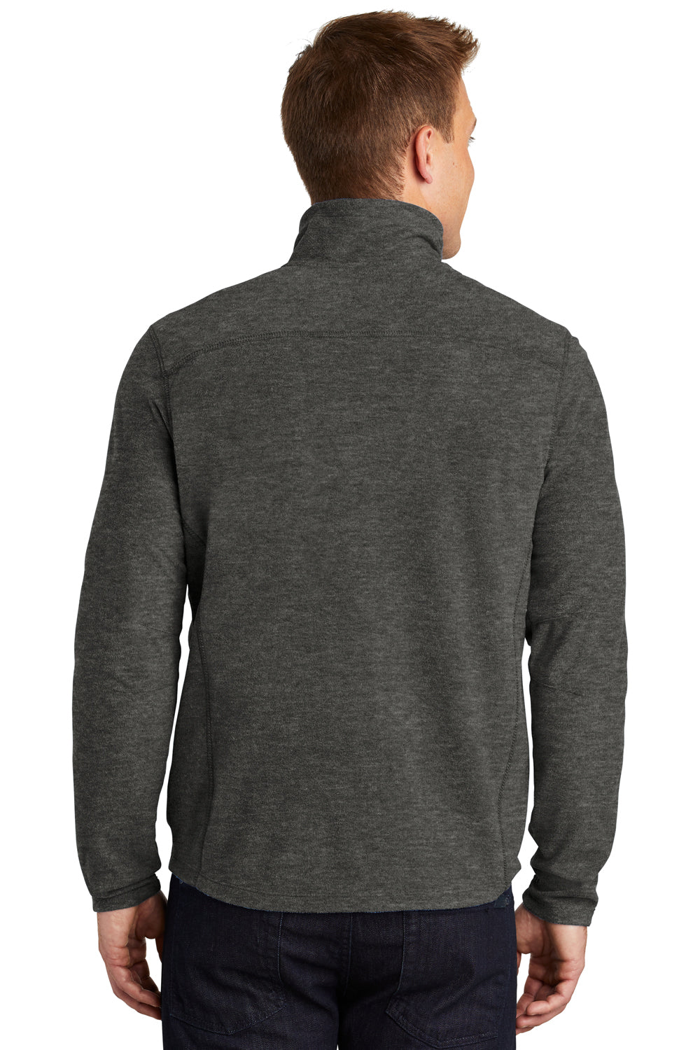 Port Authority F234 Mens Heather Pill Resistant Microfleece 1/4 Zip Sweatshirt Heather Charcoal Black Model Back