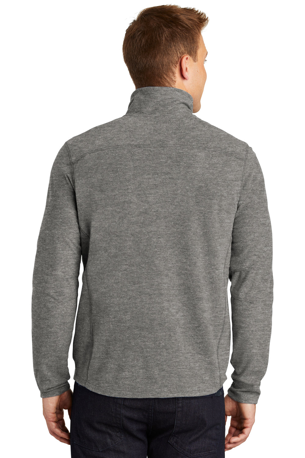 Port Authority F234 Mens Heather Pill Resistant Microfleece 1/4 Zip Sweatshirt Heather Pearl Grey Model Back