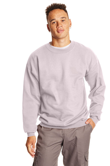 Hanes F260 Mens Ultimate Cotton PrintPro XP Pill Resistant Crewneck Sweatshirt Pale Pink Model Front