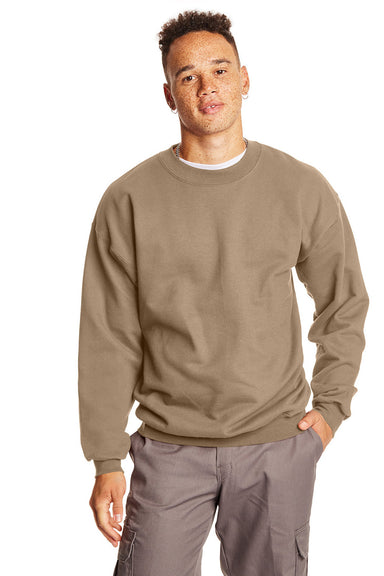 Hanes F260 Mens Ultimate Cotton PrintPro XP Pill Resistant Crewneck Sweatshirt Pebble Model Front