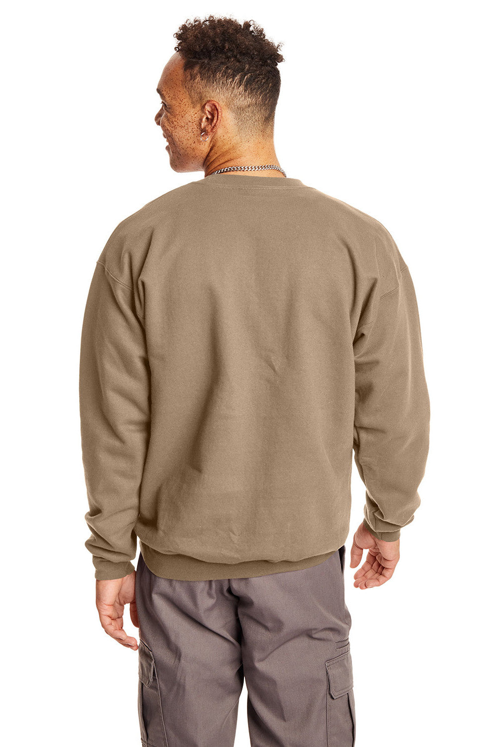 Hanes F260 Mens Ultimate Cotton PrintPro XP Pill Resistant Crewneck Sweatshirt Pebble Model Back