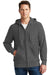 Sport-Tek F282 Mens Fleece Full Zip Hooded Sweatshirt Hoodie Heather Graphite Grey Model Front