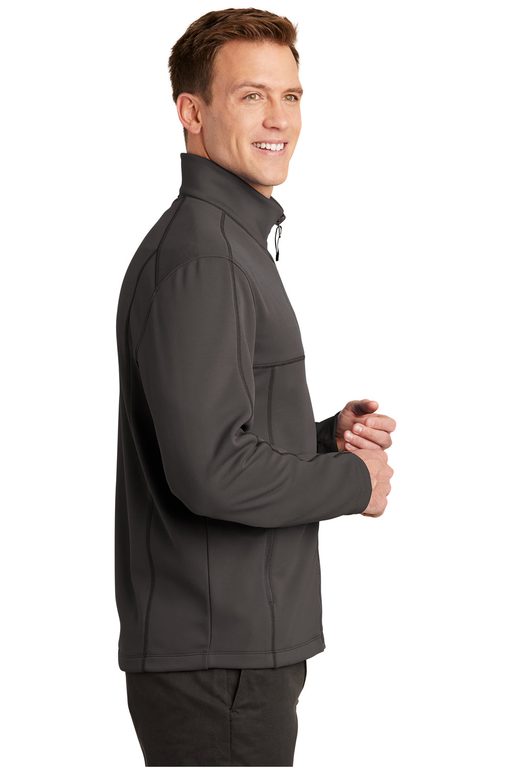 Port Authority F904 Mens Collective Full Zip Smooth Fleece Jacket Graphite Grey Model Side