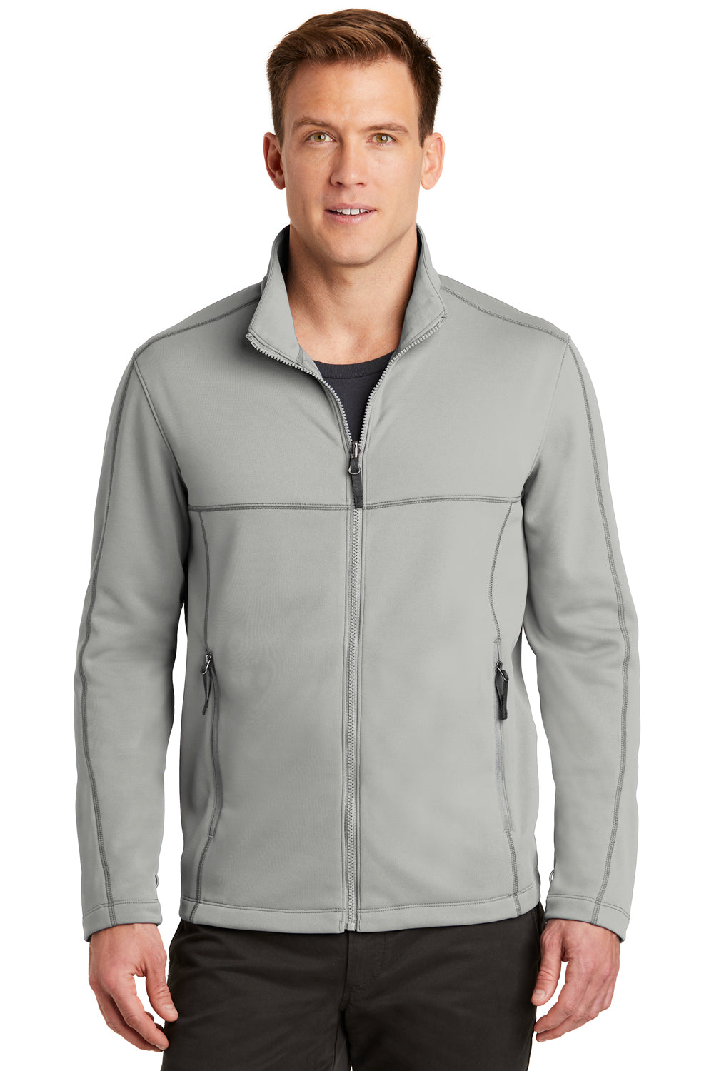 Port Authority F904 Mens Collective Full Zip Smooth Fleece Jacket Gusty Grey Model Front