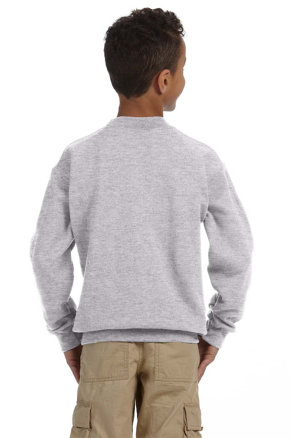 Gildan 18000B/G180B Youth Pill Resistant Fleece Crewneck Sweatshirt Sport Grey Model Back