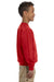 Gildan 18000B/G180B Youth Pill Resistant Fleece Crewneck Sweatshirt Red Model Side