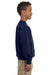 Gildan 18000B/G180B Youth Pill Resistant Fleece Crewneck Sweatshirt Navy Blue Model Side