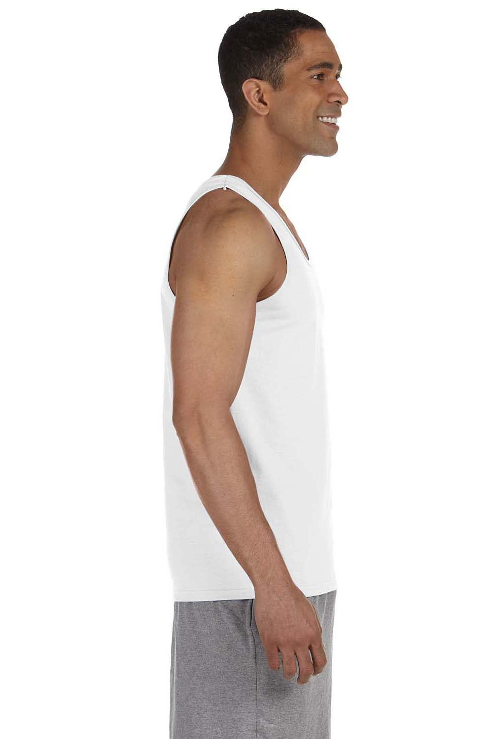 Gildan 2200/G220 Mens Ultra Tank Top White Model Side