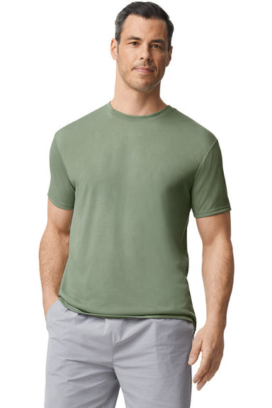 Gildan 42000/G420 Mens Performance Jersey Moisture Wicking Short Sleeve Crewneck T-Shirt Sage Green Model Front