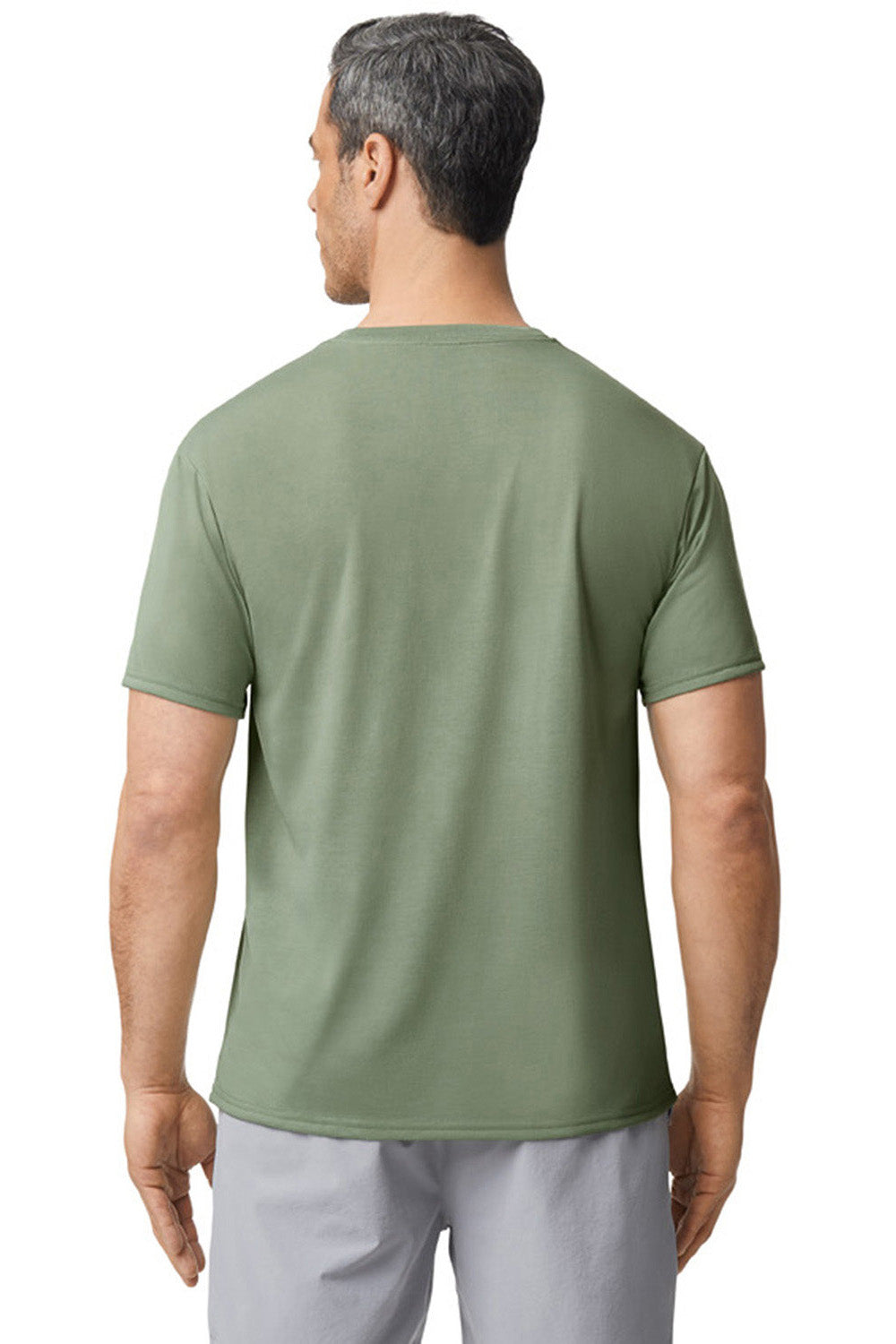 Gildan 42000/G420 Mens Performance Jersey Moisture Wicking Short Sleeve Crewneck T-Shirt Sage Green Model Back