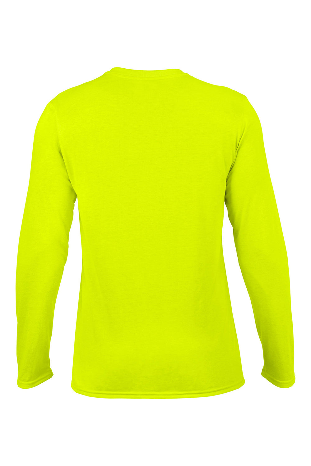 Gildan 42400/G424 Mens Performance Jersey Moisture Wicking Long Sleeve Crewneck T-Shirt Safety Green Flat Back