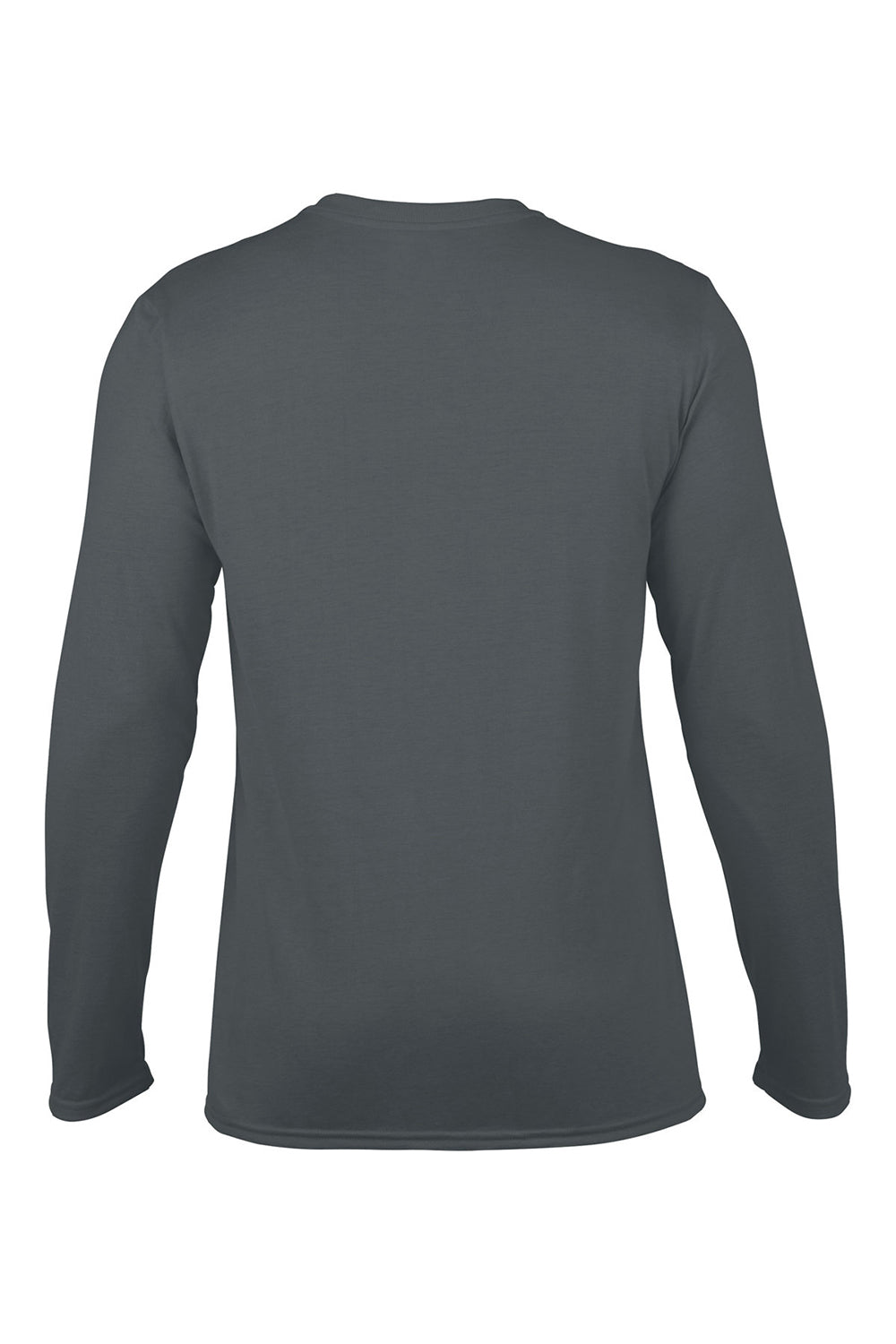 Gildan 42400/G424 Mens Performance Jersey Moisture Wicking Long Sleeve Crewneck T-Shirt Charcoal Grey Flat Back