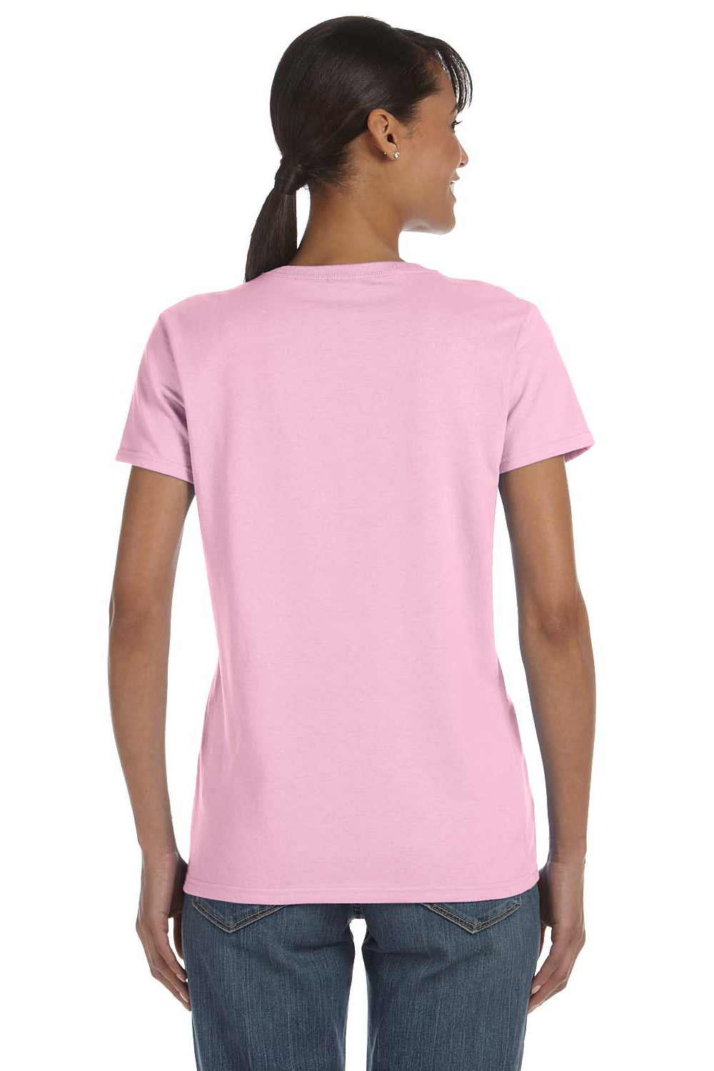 Gildan 5000L/G500L Womens Short Sleeve Crewneck T-Shirt Light Pink Model Back