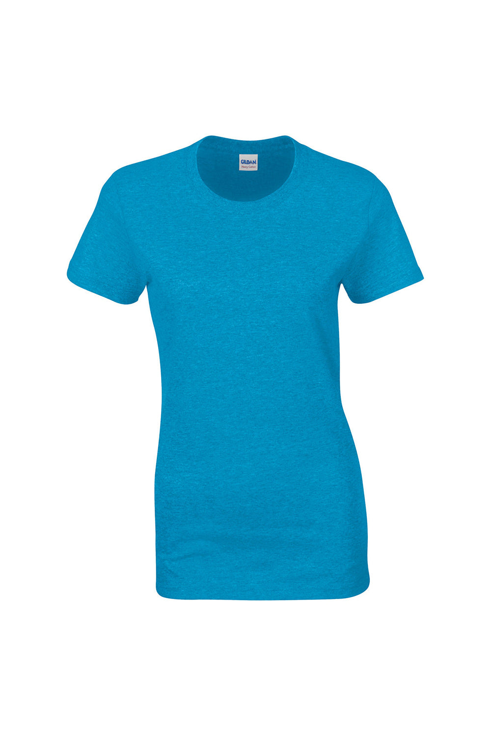 Gildan 5000L/G500L Womens Short Sleeve Crewneck T-Shirt Heather Sapphire Blue Flat Front